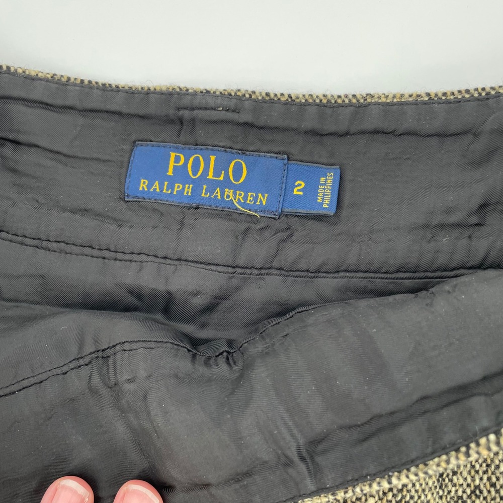 Polo Ralph Lauren Womens 2 Tweed Mini Skirt Brown Academia Preppy A Line - Picture 5 of 8
